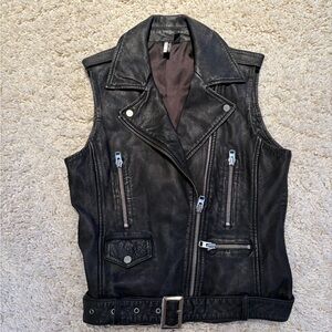 Topshop Black Real Leather Vest - size 6 US
